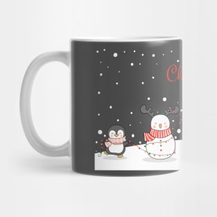 Draw cute penguin and polar bear in winter for christmas Mug